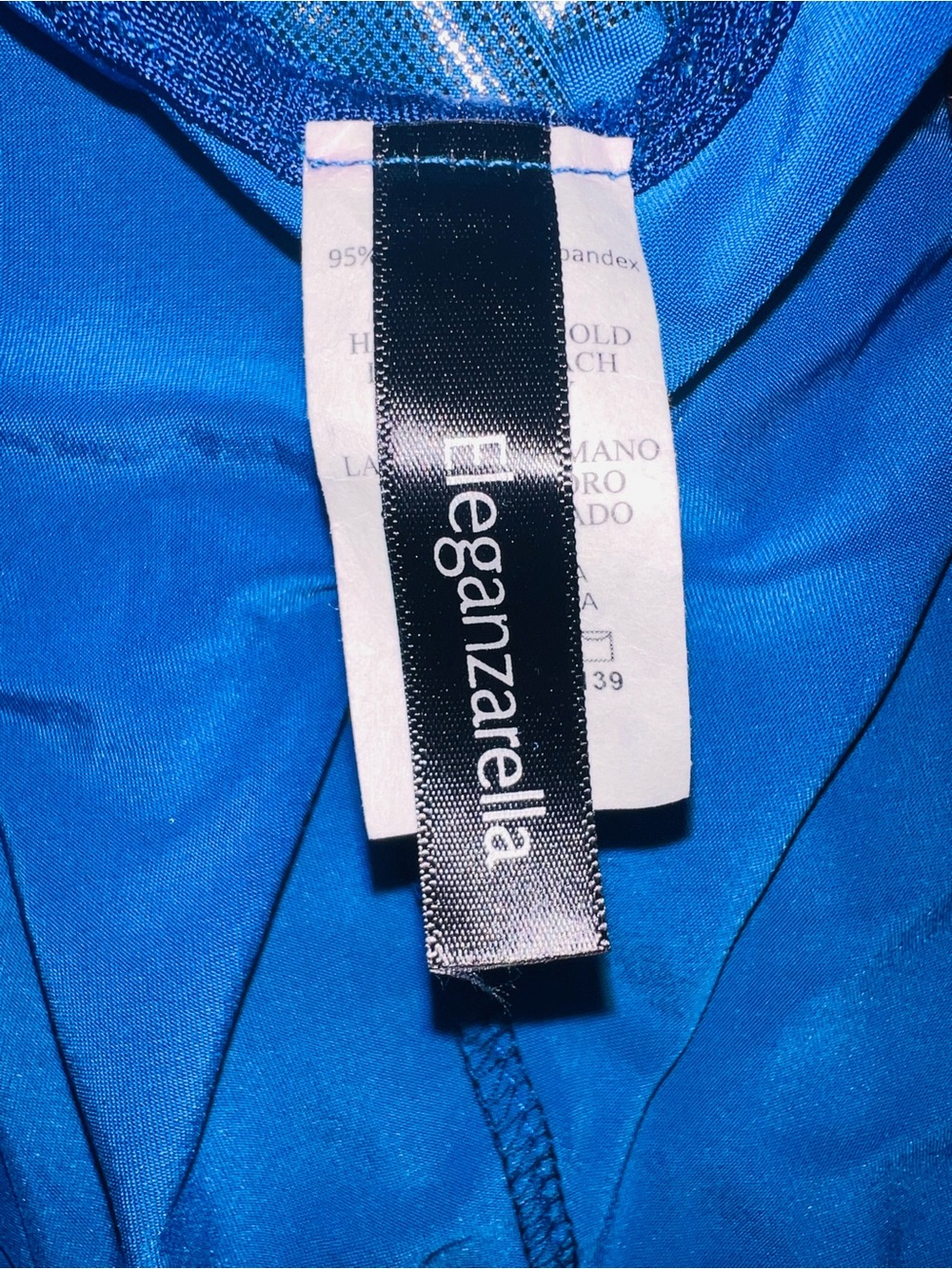 Blue Metallic Striped Long Sleeve Evening Dress - Picture 3 of 4